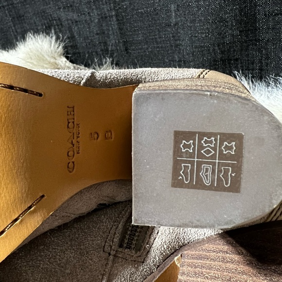 COACH HEWES Suede Chelsea Boots women’s 5 A6843 Zip Up Block Heel - Picture 9 of 11